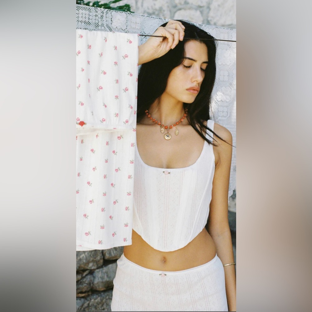 With Jean Cindy Corset White Pointelle Size Small NWT